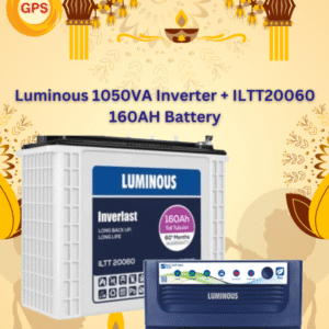 Luminous Eco Volt 1050 inverter with Inverlast 160Ah tall tubular battery for home power backup”